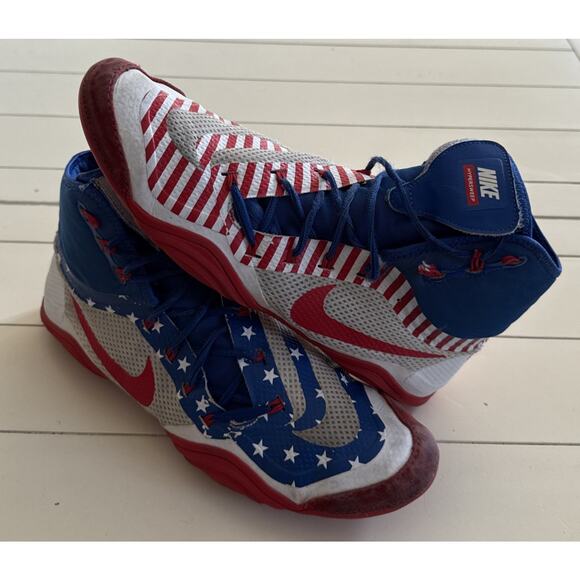 Rare Nike Hypersweep Wrestling Shoes Varsity Blue Red 717175-416 SZ 12.5 US - Picture 1 of 9